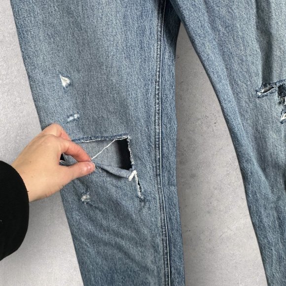 AGOLDE 90s Pinch High Rise Straight Leg Jeans Revolve Blue‎ Denim Distress Sz 24 - Picture 8 of 15